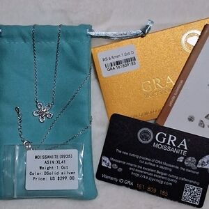 S925 Sterling Silver Moissanite Diamond Flower Neclace GRA CERT